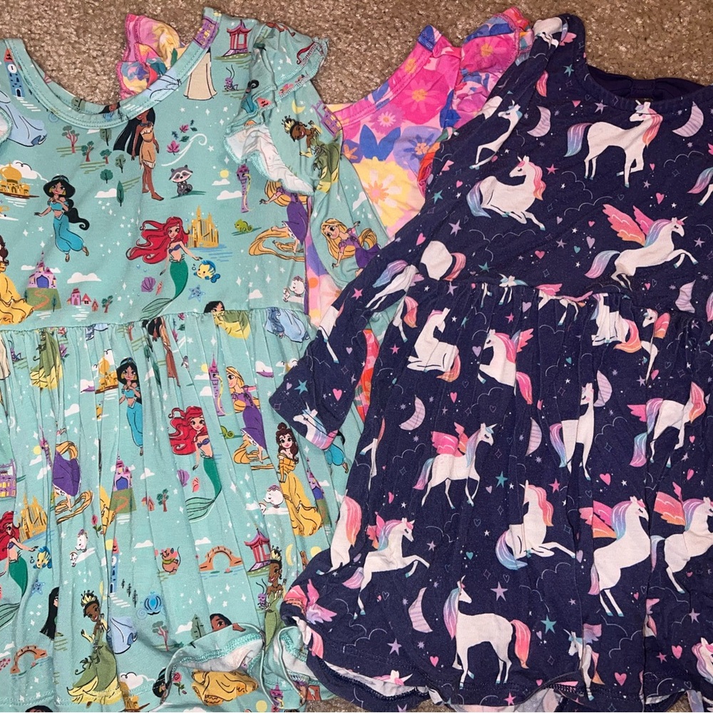 Little Sleepies Kids Dress Set with Princess and Unicorn Prints